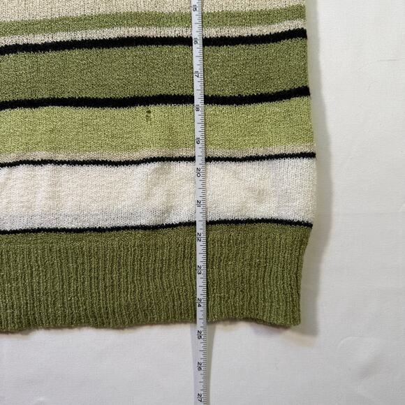 90s Carolyn Taylor Olive Green Striped Knit Top Size Small Retro - Picture 6 of 8